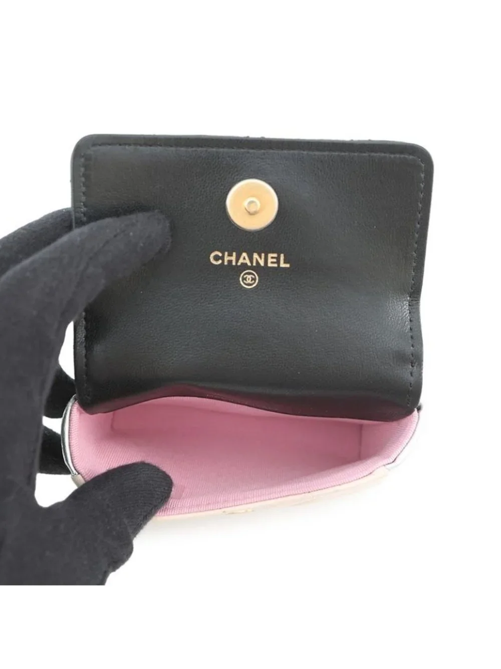 Chanel Belt Bag CC Logo Quilted Mini Chain Lambskin Black Multicolor - Picture 5 of 10